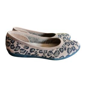 Earth Origins Ferris knit leopard brown black comfort ballet flats woman’s 9W